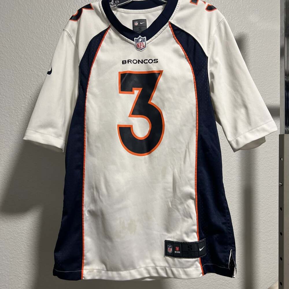 Nike Denver Broncos Wilson #3 Men’s Small NFL Jersey White Navy Orange Football